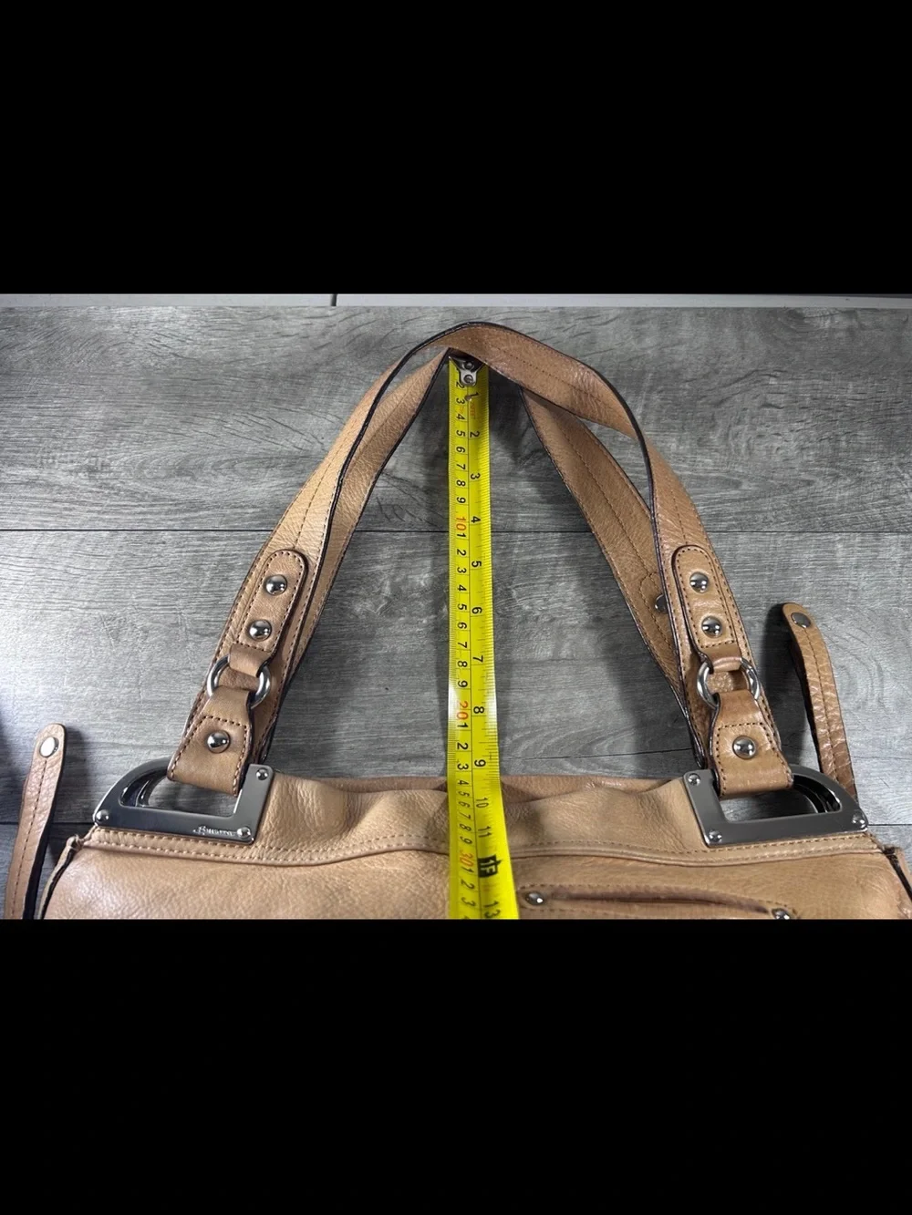 B. Makowsky Tan Glove Leather Double Handles Hobo Shoulder Satchel Bag Purse
